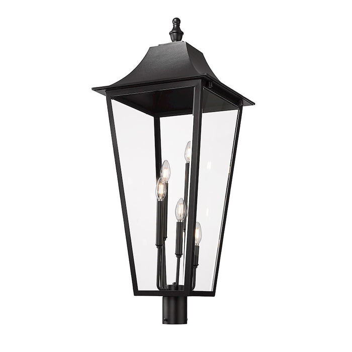 Z-Lite Gannon 5Lt 40" Outdoor Post Mount Fixture, Black/Beveled