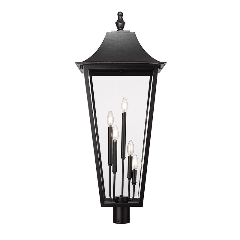 Z-Lite Gannon 5Lt 40" Outdoor Post Mount Fixture, Black/Beveled