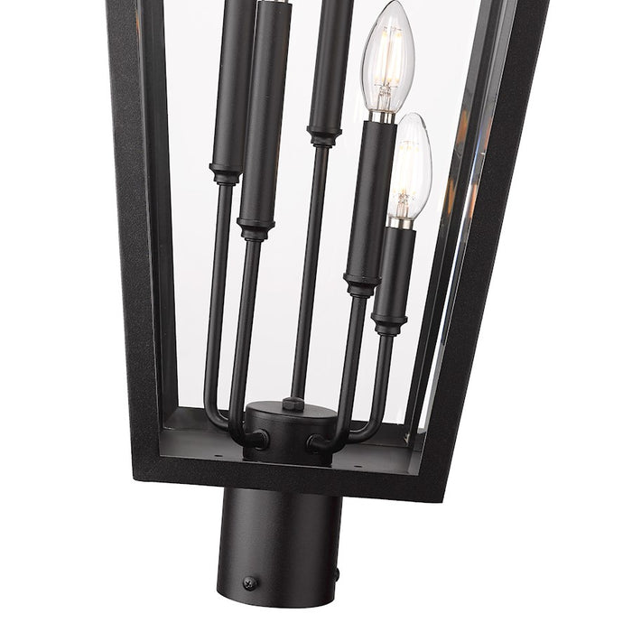 Z-Lite Gannon 5Lt 40" Outdoor Post Mount Fixture, Black/Beveled