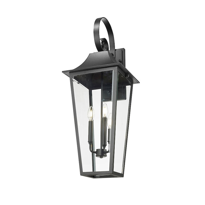 Z-Lite Gannon 3 Light 12" Outdoor Wall Light, Black/Clear Beveled