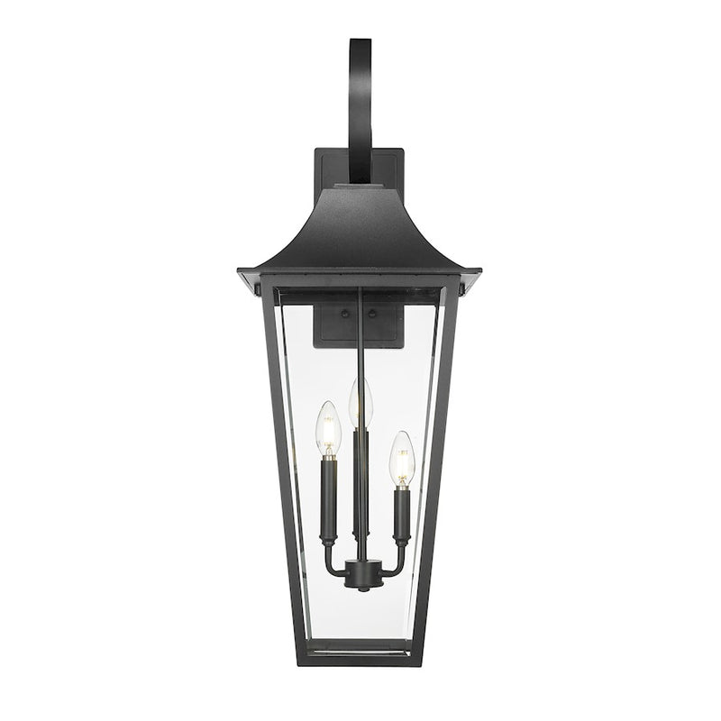 Z-Lite Gannon 3 Light 12" Outdoor Wall Light, Black/Clear Beveled