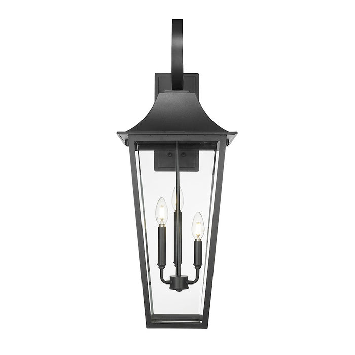 Z-Lite Gannon 3 Light 12" Outdoor Wall Light, Black/Clear Beveled