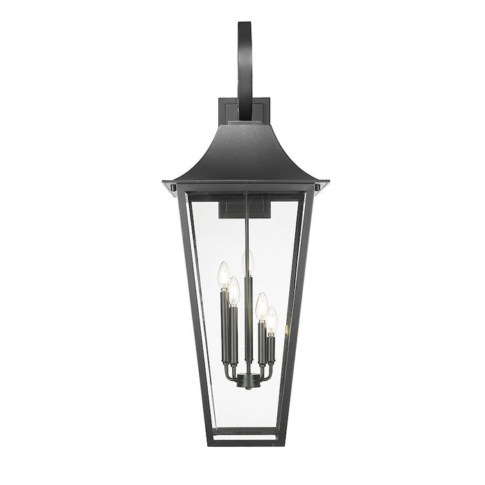 Z-Lite Gannon 5 Light 16" Outdoor Wall Light, Black/Clear Beveled