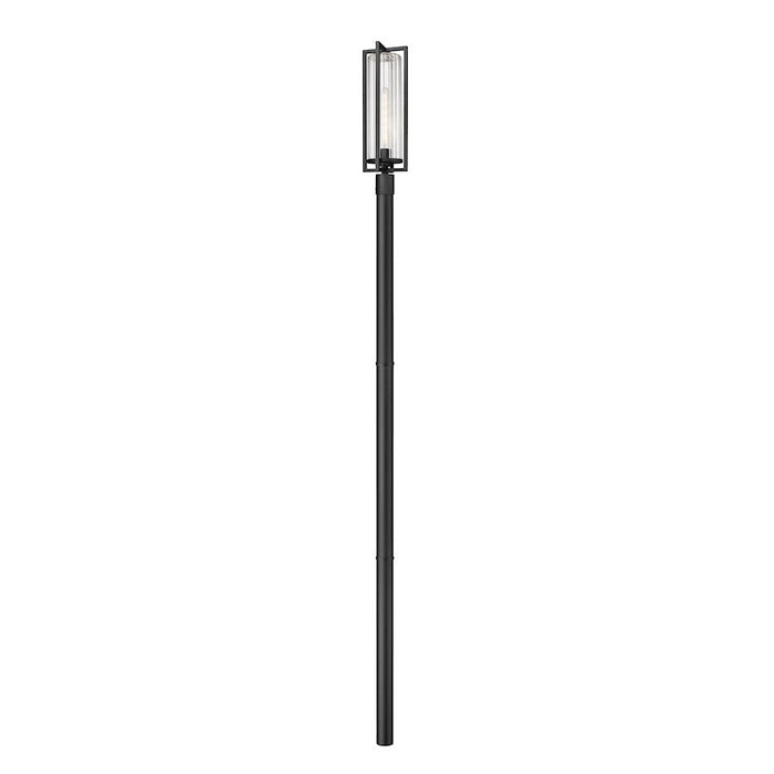 Z-Lite Aura 1Lt 8" Outdoor Post Mount/Round, Black/Ribbed - 5013PHBR-5009P96-BK