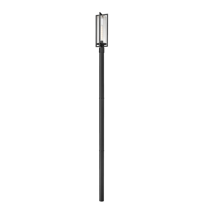 Z-Lite Aura 1Lt 8" Outdoor Post Mount/Round, Black/Ribbed