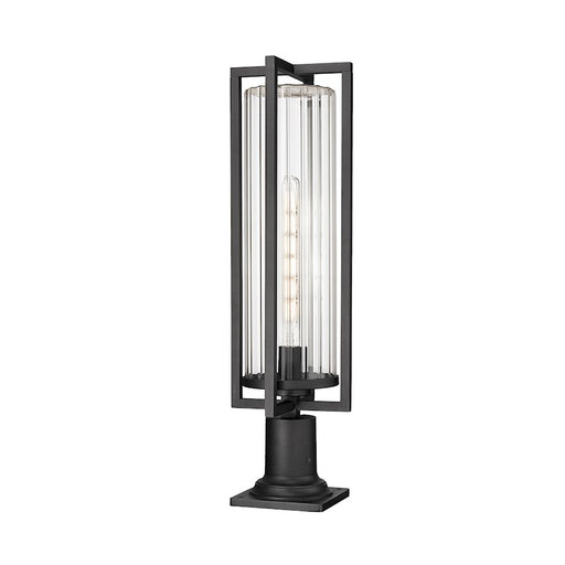 Z-Lite Aura 1Lt 8" Outdoor Pier Mount, Black/Clear Ribbed - 5013PHBR-533PM-BK