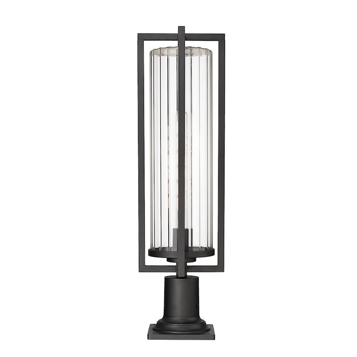 Z-Lite Aura 1Lt 8" Outdoor Pier Mount, Black/Clear Ribbed