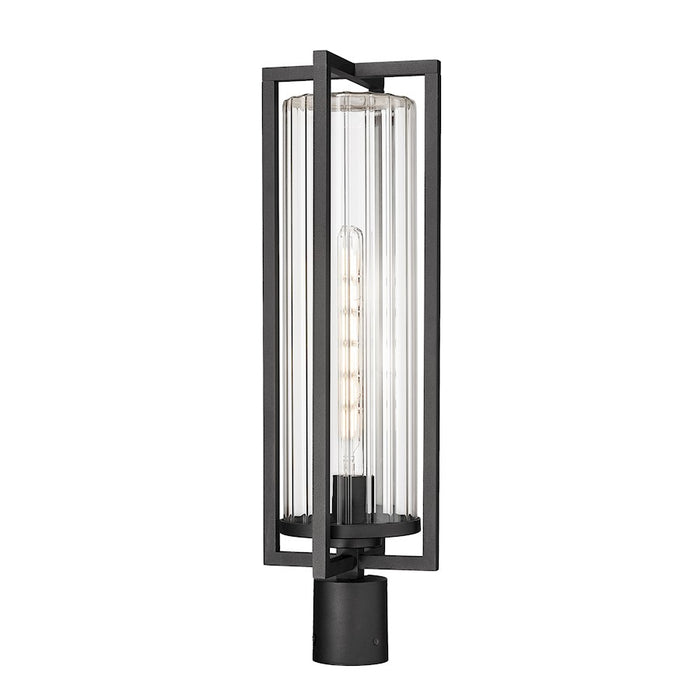 Z-Lite Aura 1Lt 8" Outdoor Post Mount Fixture/Round, Black/Ribbed - 5013PHBR-BK