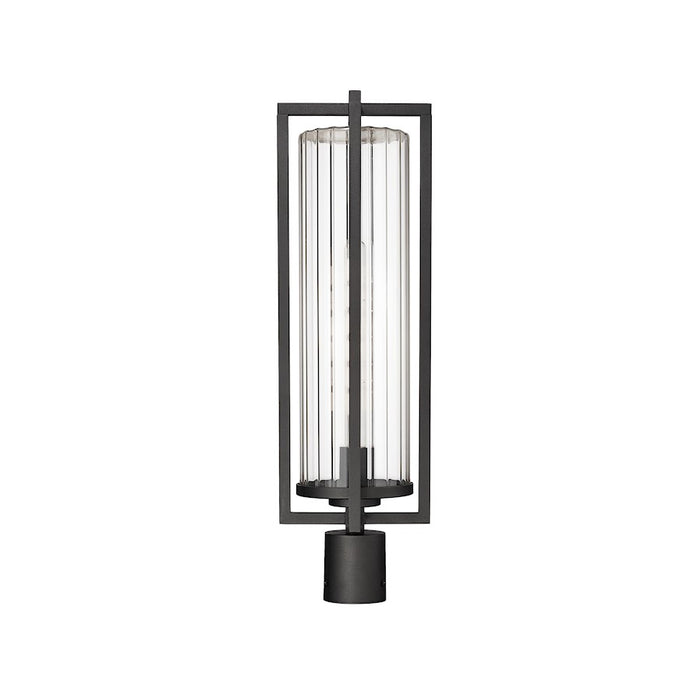 Z-Lite Aura 1Lt 8" Outdoor Post Mount Fixture/Round, Black/Ribbed