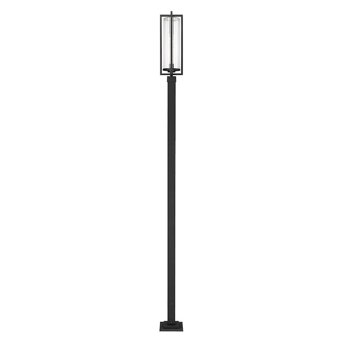 Z-Lite Aura 1Lt 9.25" Outdoor Post Mount, Black/Clear Ribbed