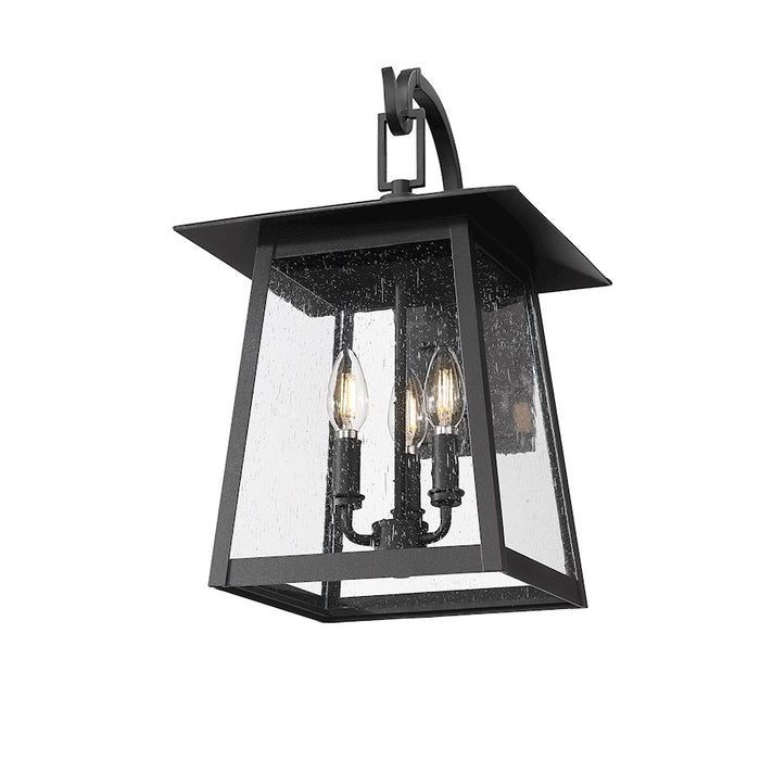 Z-Lite Rainer 3 Light 11.5" Outdoor Wall Light, Black/Clear Seedy