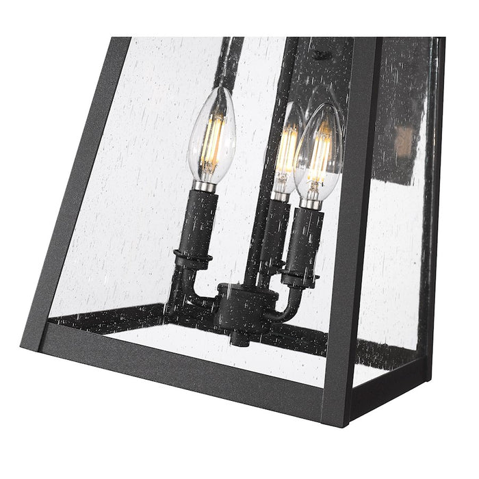 Z-Lite Rainer 3 Light 11.5" Outdoor Wall Light, Black/Clear Seedy