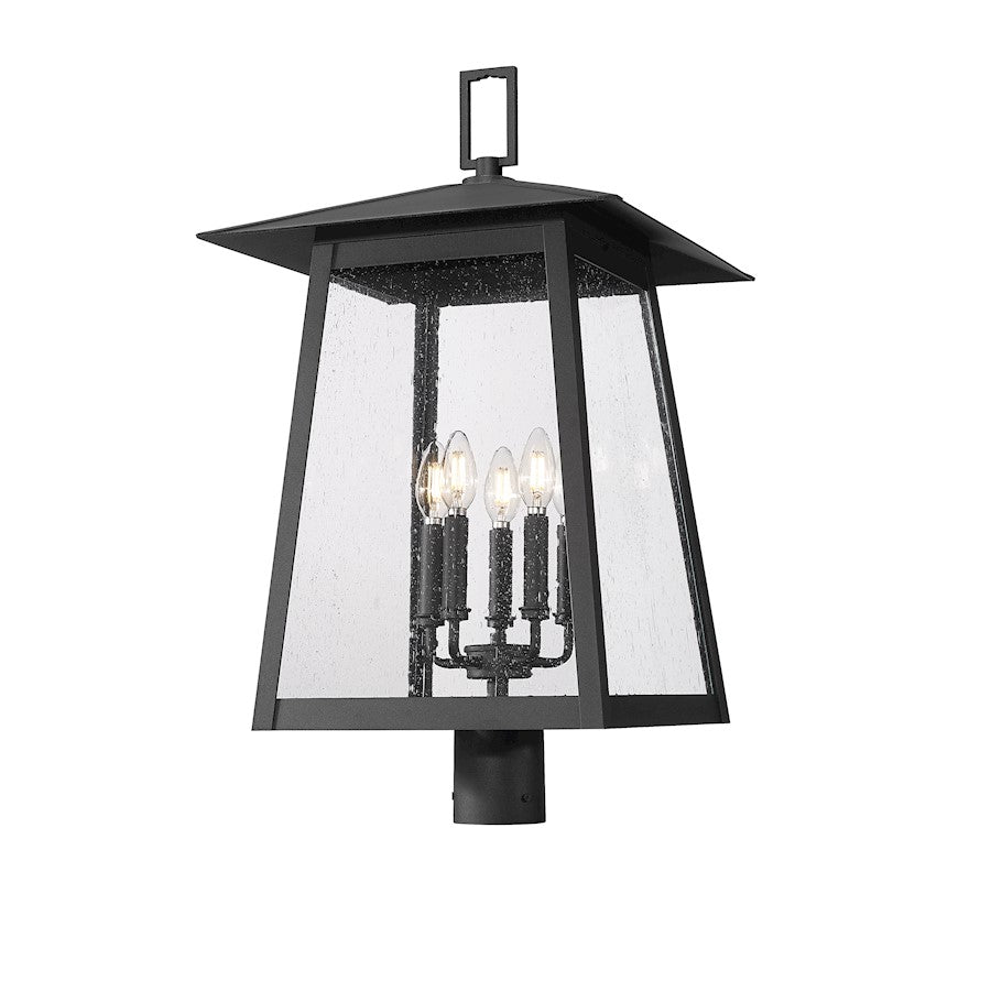 Z-Lite Rainer 5Lt 28" Outdoor Post Mount Fixture, Black/Seedy - 5015PHXLR-BK