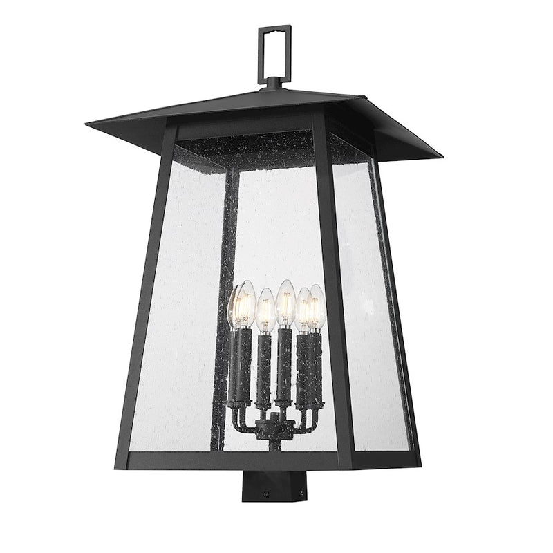 Z-Lite Rainer 6Lt 30" Outdoor Post Mount Fixture, Black/Seedy - 5015PHXXLS-BK