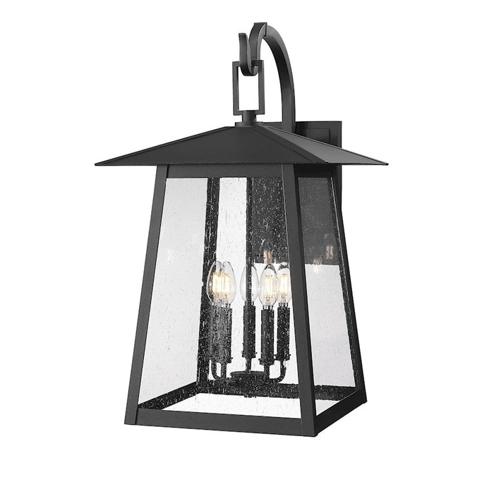 Z-Lite Rainer 5 Light 15.5" Outdoor Wall Light, Black/Clear Seedy - 5015XL-BK