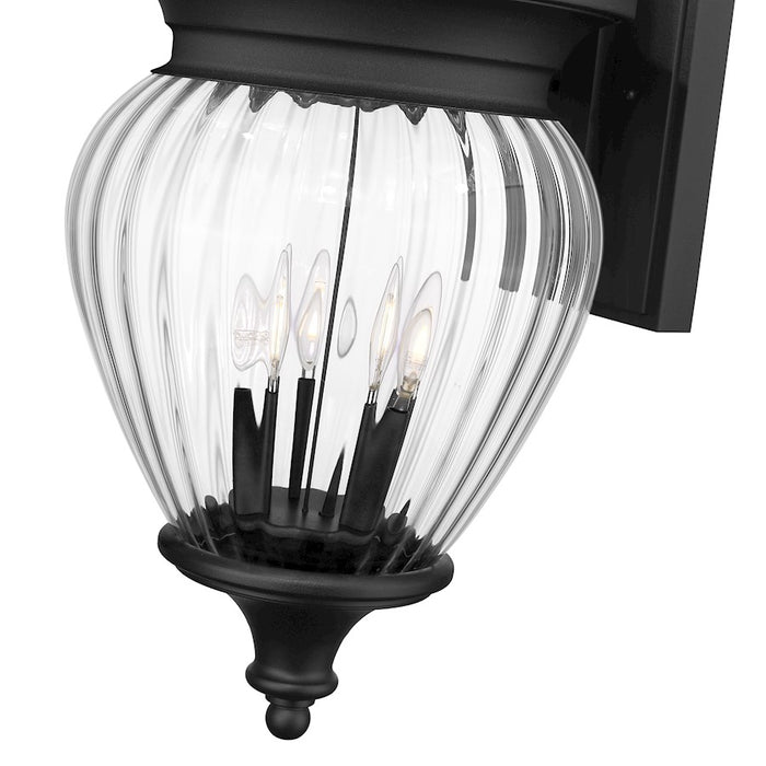 Z-Lite Davina 4 Light 12" Outdoor Wall Light, Black/Clear Ribbed