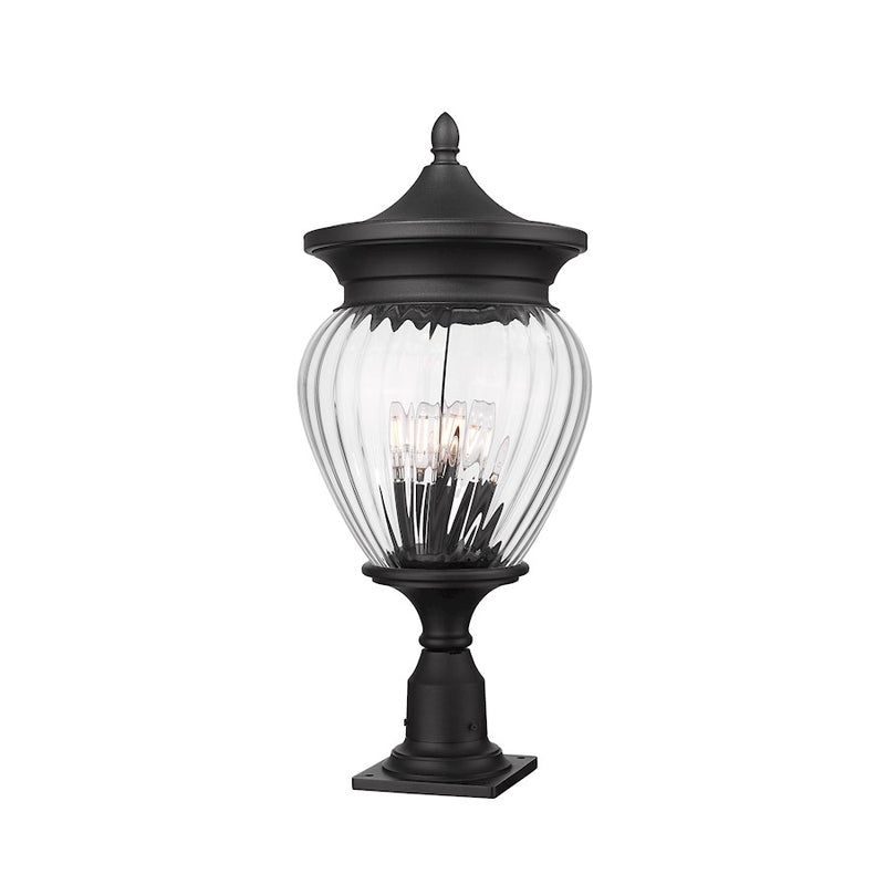 Z-Lite Davina 4Lt 12" Outdoor Pier/Square, Black/Ribbed