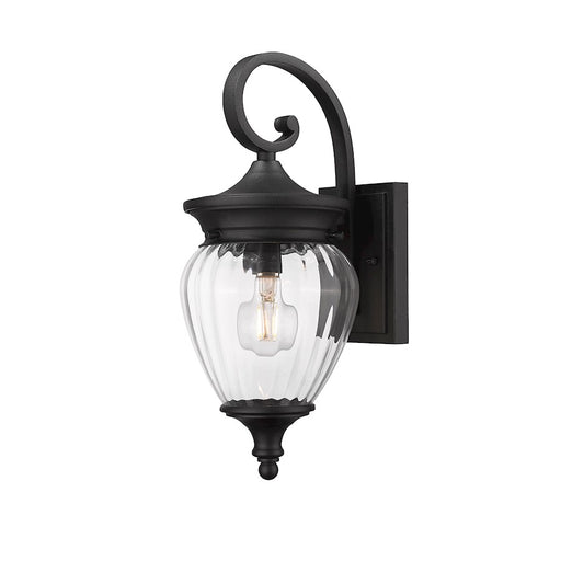 Z-Lite Davina 1 Light 7" Outdoor Wall Light, Black/Clear Ribbed - 5016S-BK