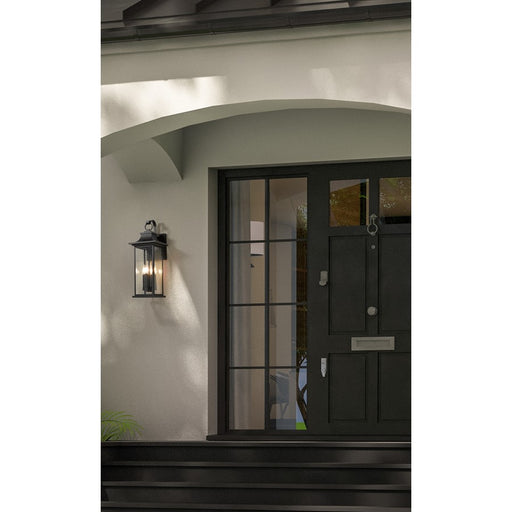Z-Lite Tiberius 4 Light 10.5" Outdoor Wall Light, Black/Clear Seedy