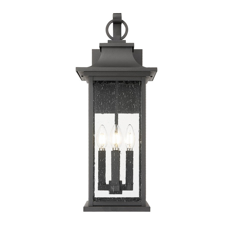 Z-Lite Tiberius 4 Light 10.5" Outdoor Wall Light, Black/Clear Seedy
