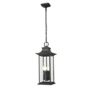 Z-Lite Tiberius 4Lt 9" Outdoor Chain Mount Ceiling, Black/Seed - 5017CHB-BK