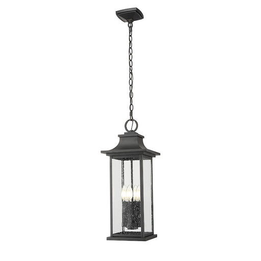 Z-Lite Tiberius 4 Light 9" Outdoor Chain Mount Ceiling, Black/Seed - 5017CHB-BK