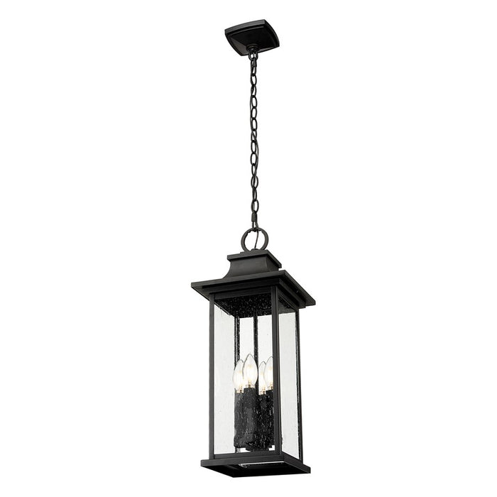Z-Lite Tiberius 4 Light 9" Outdoor Chain Mount Ceiling, Black/Seed