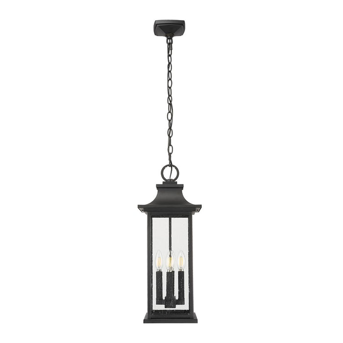 Z-Lite Tiberius 4 Light 9" Outdoor Chain Mount Ceiling, Black/Seed