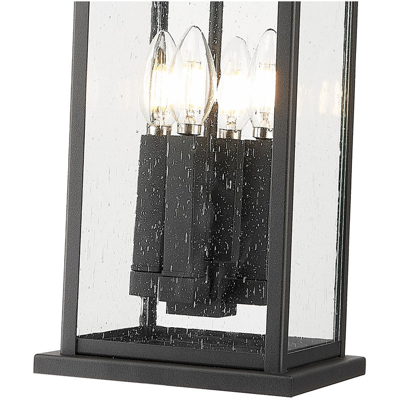 Z-Lite Tiberius 4Lt 9" Outdoor Chain Mount Ceiling, Black/Seed