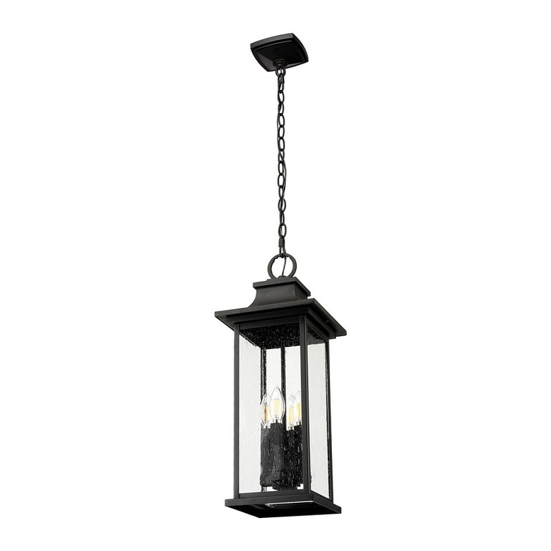 Z-Lite Tiberius 4Lt 9" Outdoor Chain Mount Ceiling, Black/Seed