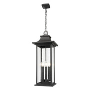 Z-Lite Tiberius 6Lt 12" Outdoor Chain Mount Ceiling, Black/Seed - 5017CHXL-BK