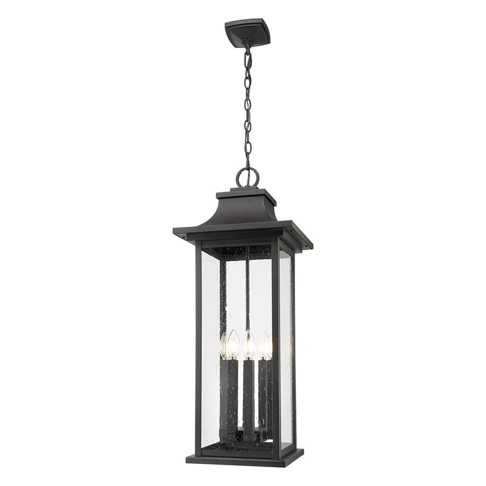 Z-Lite Tiberius 6Lt 12" Outdoor Chain Mount Ceiling, Black/Seed - 5017CHXL-BK