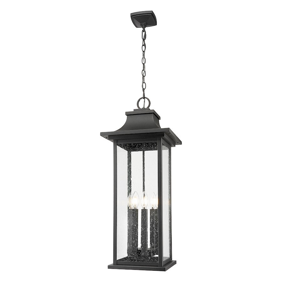 Z-Lite Tiberius 6 Light 12" Outdoor Chain Mount Ceiling, Black/Seed - 5017CHXL-BK