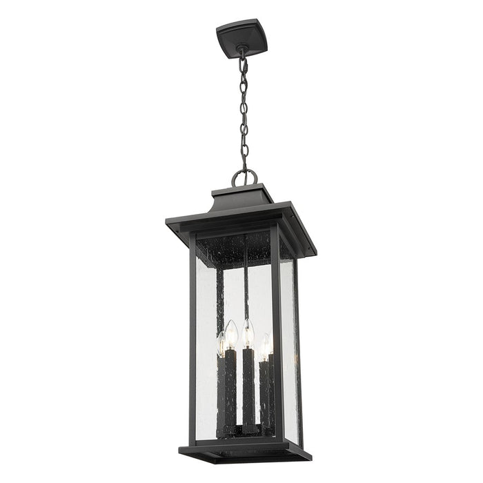 Z-Lite Tiberius 6 Light 12" Outdoor Chain Mount Ceiling, Black/Seed