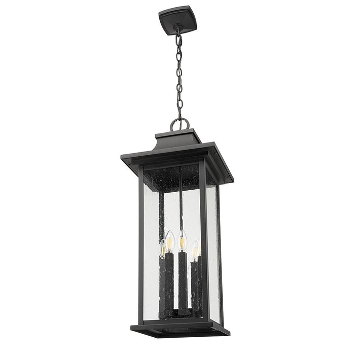 Z-Lite Tiberius 6 Light 12" Outdoor Chain Mount Ceiling, Black/Seed