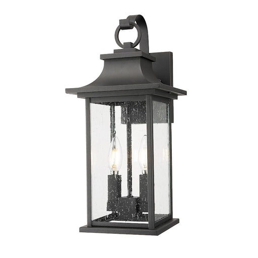 Z-Lite Tiberius 2 Light 8.75" Outdoor Wall Light, Black/Clear Seedy - 5017M-BK