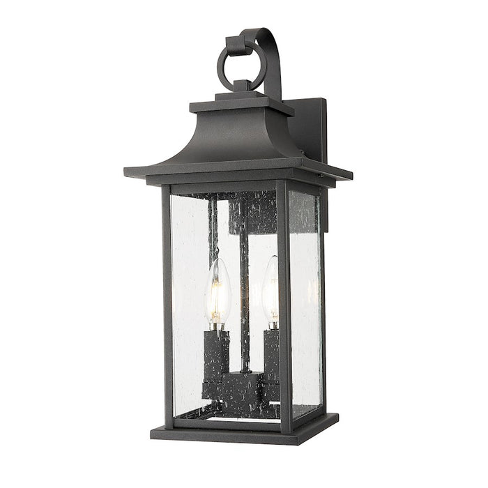 Z-Lite Tiberius 2 Light 8.75" Outdoor Wall Light, Black/Clear Seedy - 5017M-BK