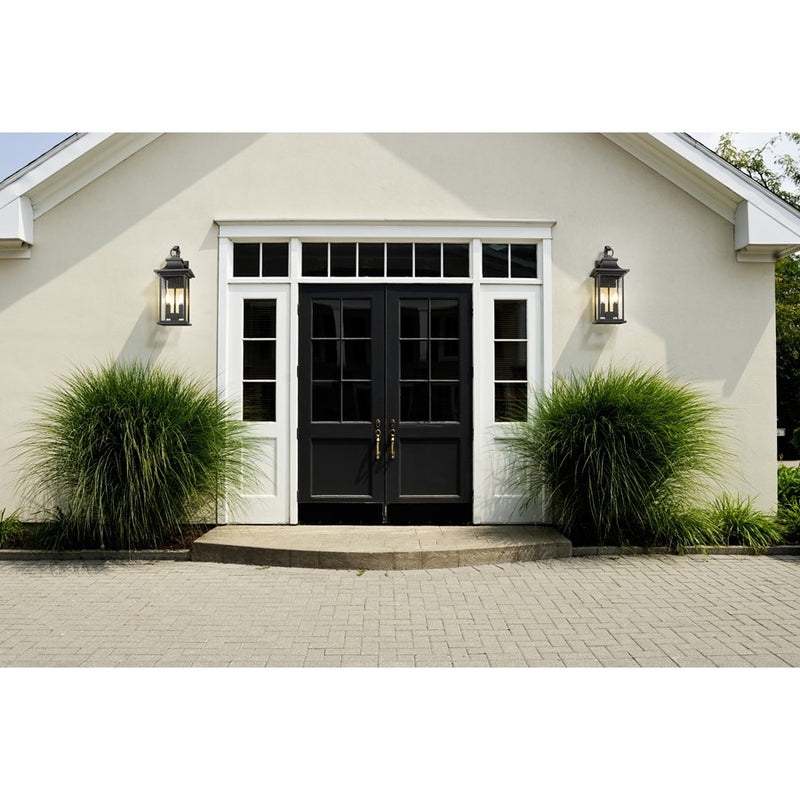 Z-Lite Tiberius 2 Light 8.75" Outdoor Wall Light, Black/Clear Seedy