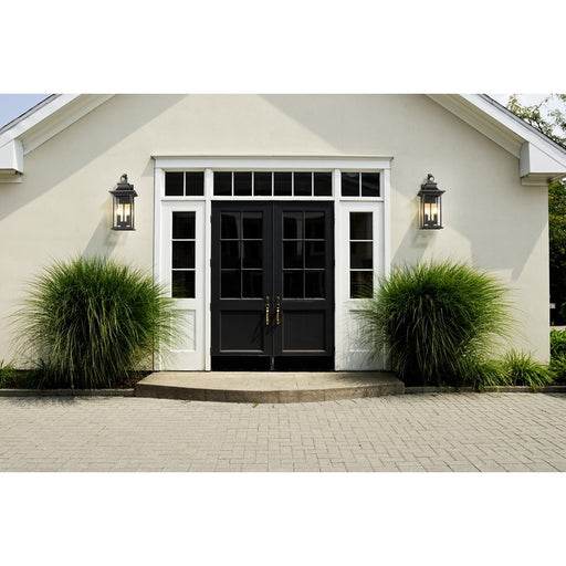 Z-Lite Tiberius 2 Light 8.75" Outdoor Wall Light, Black/Clear Seedy