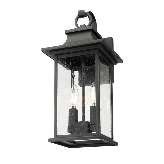 Z-Lite Tiberius 2 Light 8.75" Outdoor Wall Light, Black/Clear Seedy