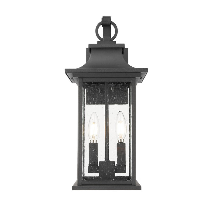 Z-Lite Tiberius 2 Light 8.75" Outdoor Wall Light, Black/Clear Seedy