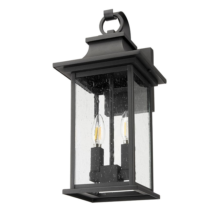 Z-Lite Tiberius 2 Light 8.75" Outdoor Wall Light, Black/Clear Seedy