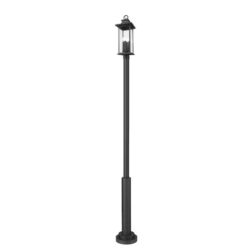 Z-Lite Tiberius 4 Light 12" Outdoor Post Mount, Black/Seed - 5017PHBR-5010P-BK