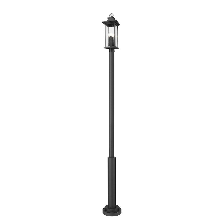Z-Lite Tiberius 4 Light 12" Outdoor Post Mount, Black/Seed - 5017PHBR-5010P-BK