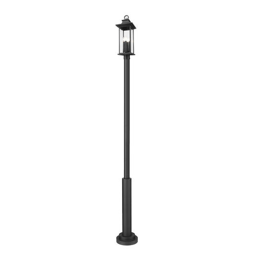 Z-Lite Tiberius 4Lt 12" Outdoor Post Mount, Black/Seed - 5017PHBR-5010P-BK