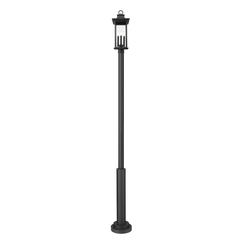 Z-Lite Tiberius 4Lt 12" Outdoor Post Mount, Black/Seed