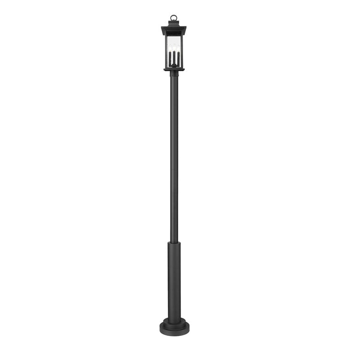 Z-Lite Tiberius 4 Light 12" Outdoor Post Mount, Black/Seed
