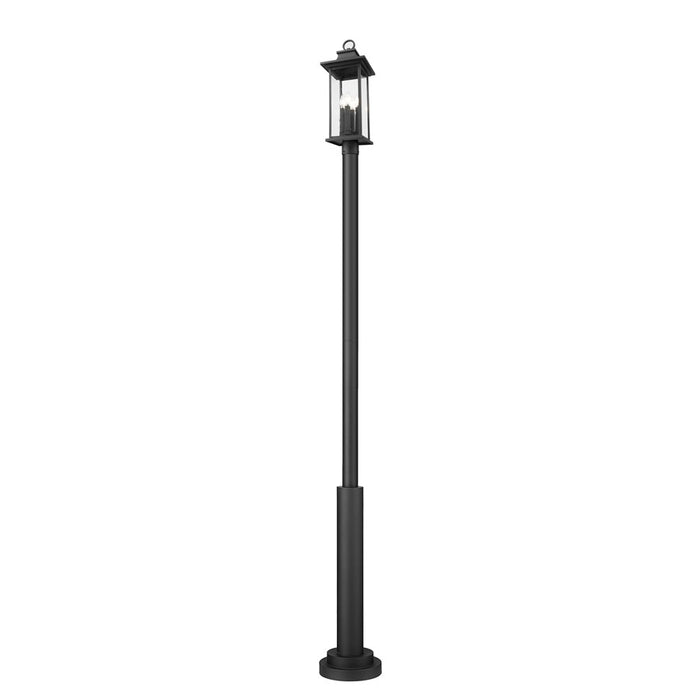 Z-Lite Tiberius 4 Light 12" Outdoor Post Mount, Black/Seed