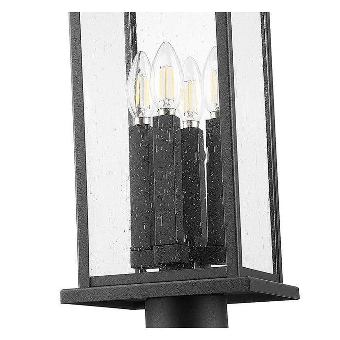 Z-Lite Tiberius 4 Light 12" Outdoor Post Mount, Black/Seed
