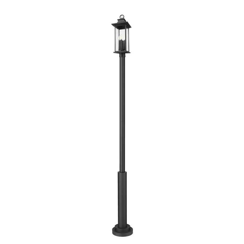 Z-Lite Tiberius 4Lt 12" Outdoor Post Mount, Black/Seed